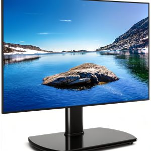 Swivel TV Stand Rfiver Black Metal Glass Design-0