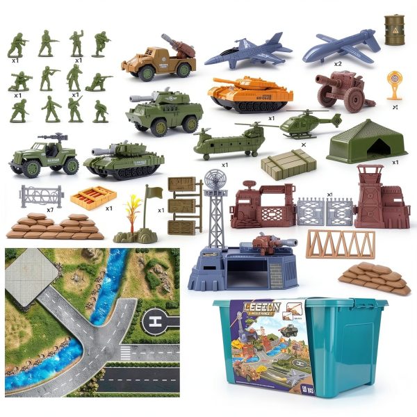 Army Men Playset VBACALA with 7 Vehicles 5 Helicopters and 12 Soldiers-5