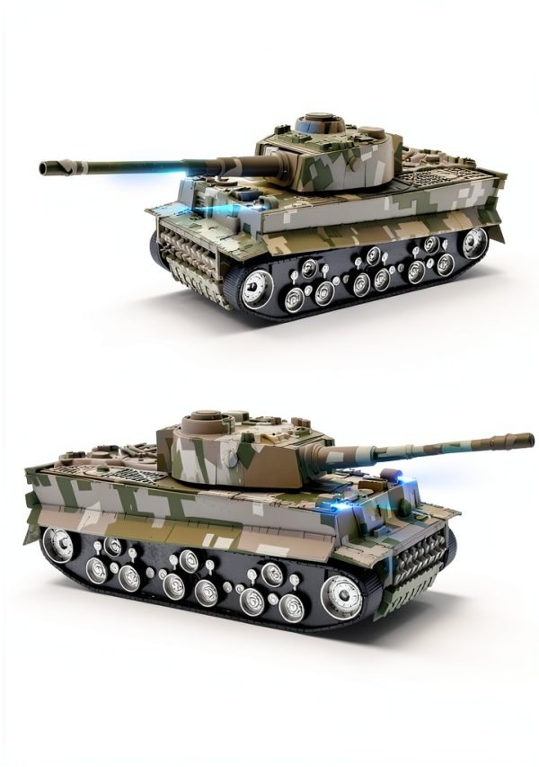 Luckystar Control Army Tank Toy 360° Turret Lights Sounds for Kids-4