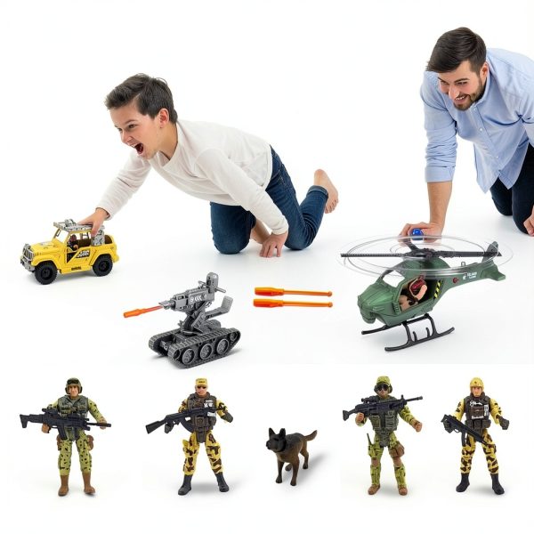 Kaim Military Toy Set KM-81A Helicopter Tank Vehicle 4 Soldiers-1
