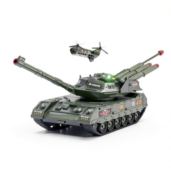 ZHYLLO HS551A Army Tank Playset with Helicopter, Truck & Soldiers-2