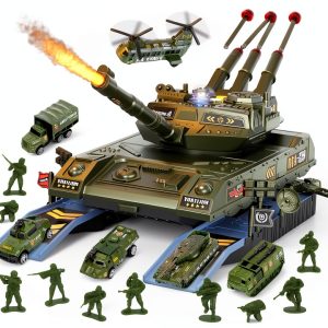 ZHYLLO HS551A Army Tank Playset with Helicopter, Truck & Soldiers-0