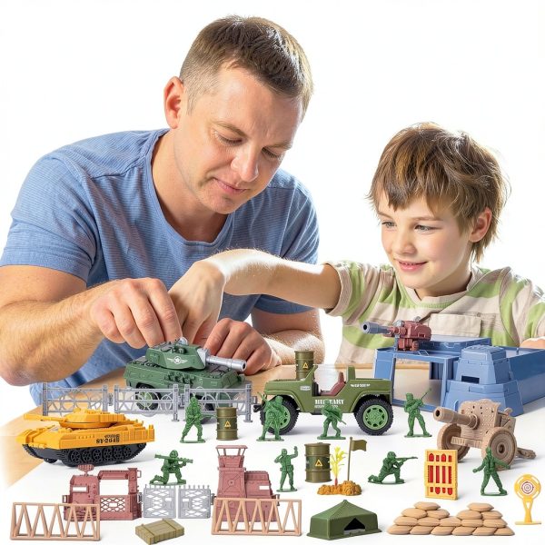 Army Men Playset VBACALA with 7 Vehicles 5 Helicopters and 12 Soldiers-1