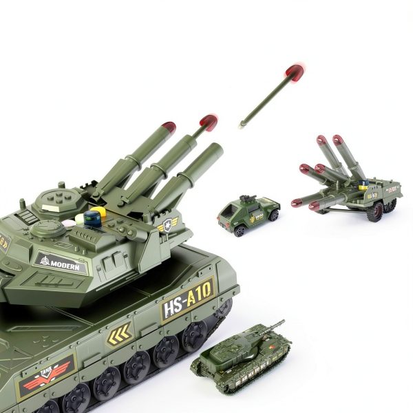 ZHYLLO HS551A Army Tank Playset with Helicopter, Truck & Soldiers-4