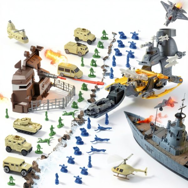 Shantoushi AT-001 Army Battle Set 40 Soldiers 6 Vehicles-4