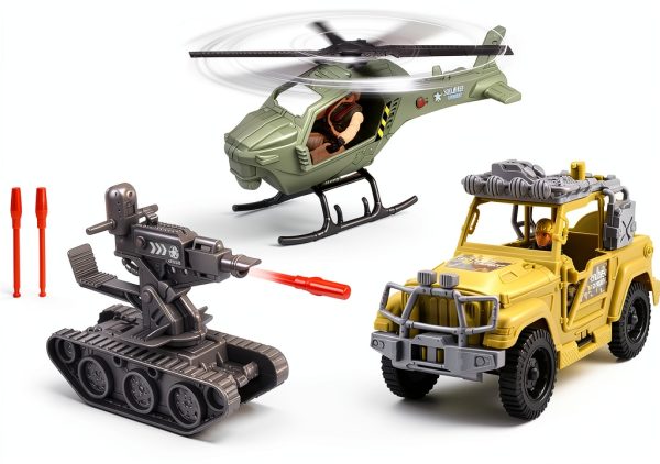 Kaim Military Toy Set KM-81A Helicopter Tank Vehicle 4 Soldiers-0