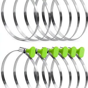 12-Pack 4-Inch Key Hose Clamp - Adjustable Stainless Steel for Dust Collection, Air Hoses, Pipes, Dryer Vents - Worm Gear With Thumb Screw-0