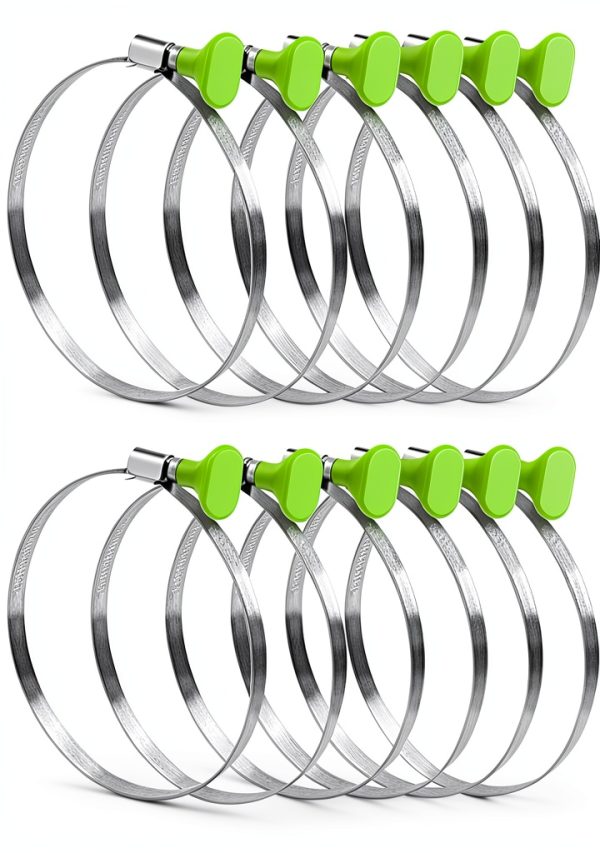 12-Pack 4-Inch Key Hose Clamp - Adjustable Stainless Steel for Dust Collection, Air Hoses, Pipes, Dryer Vents - Worm Gear With Thumb Screw-0